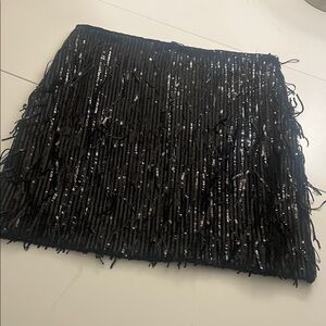 LOFT Black Sequin Mini Skirt